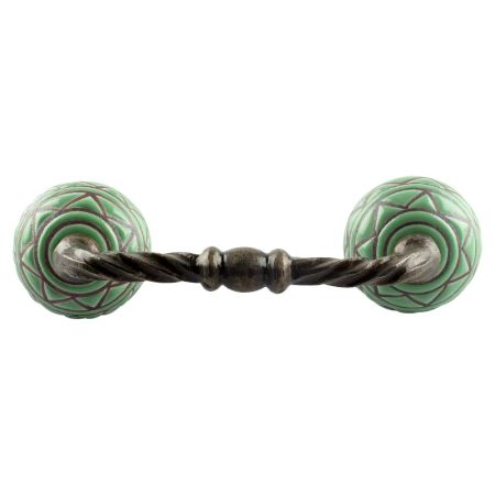 Pea Green Pattern Etched Ceramic Cut Bridge Handle Online